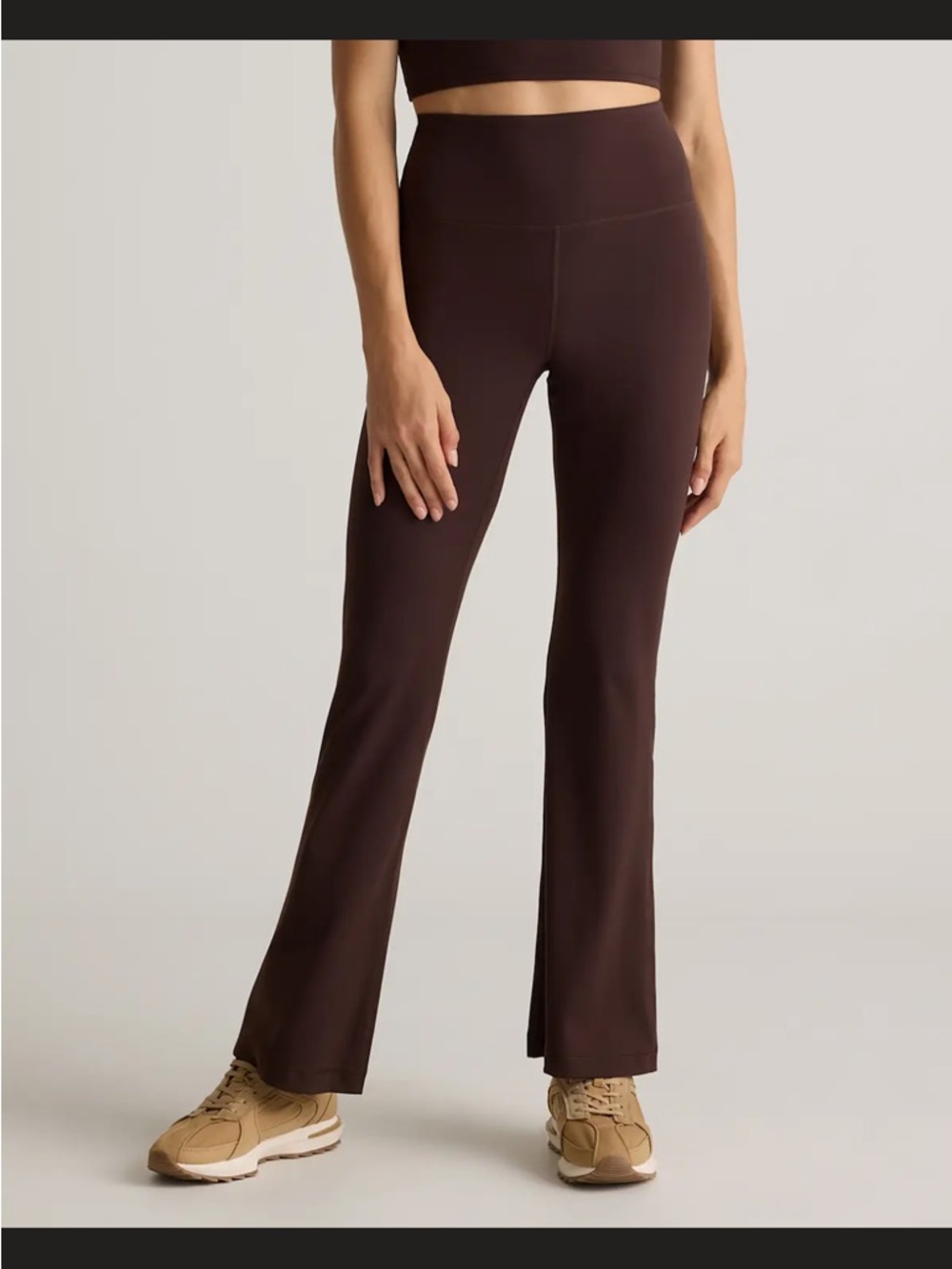 Quince ultra form high rise flare leggings, espresso brown, medium